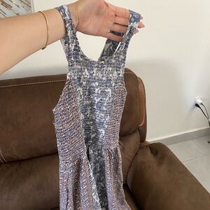 Japna Sleeveless Blue and Brown Dress